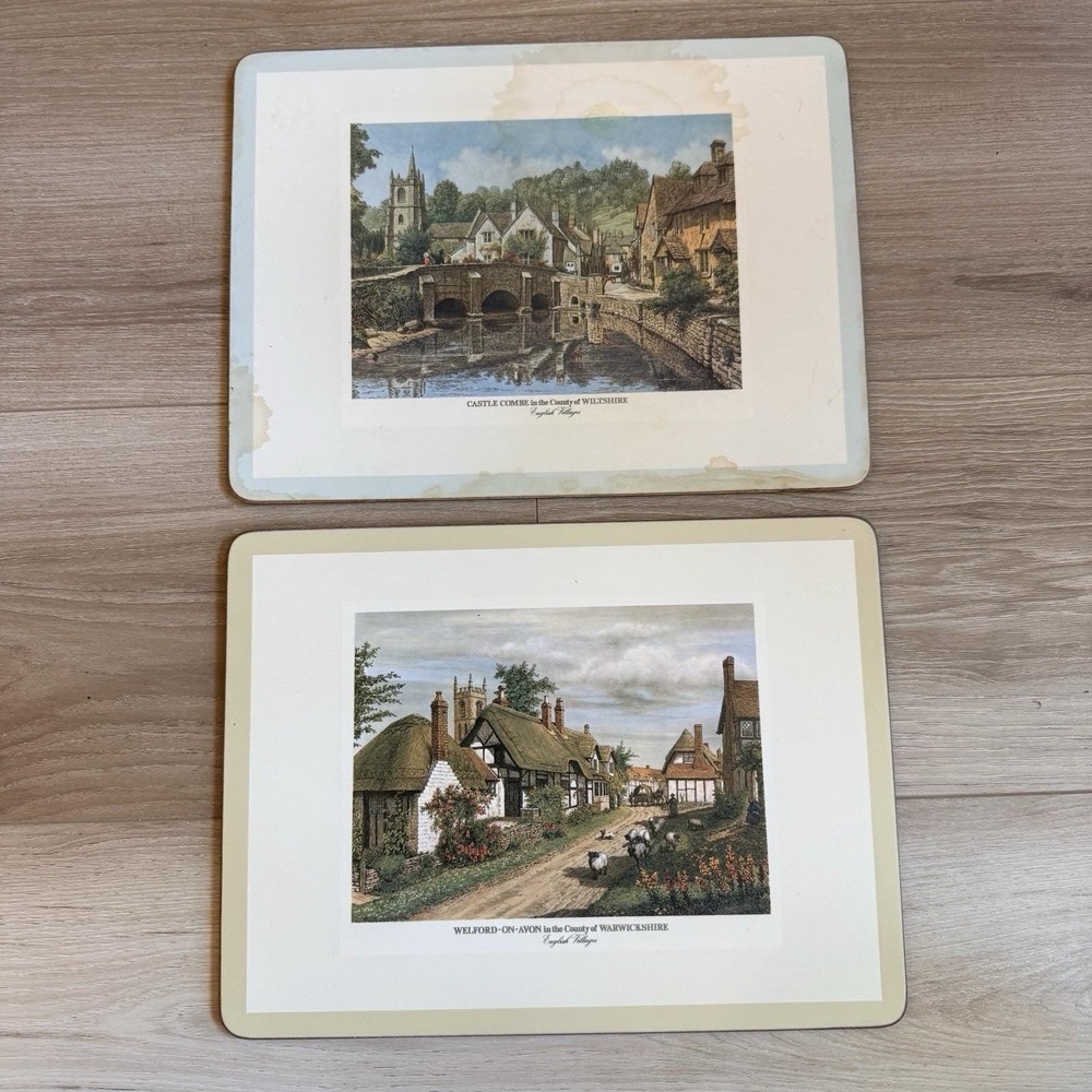English Countryside Scenes Placemats Set of 2 Vintage 1980s Pimpernel England
